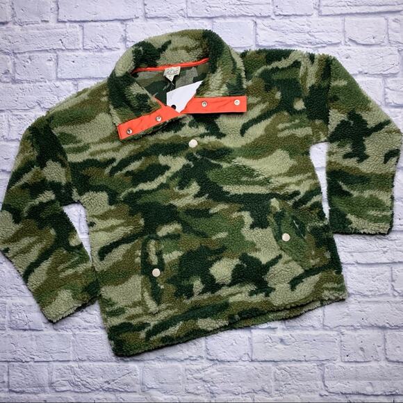 J.Crew Snap-collar Sherpa Polartec Fleece in Camo - Picture 1 of 7